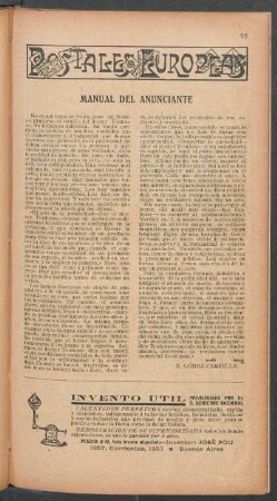 Manual del anunciante : Postales europeas