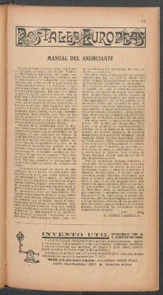 Manual del anunciante : Postales europeas