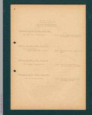 Programm der staatsbürgerlichen Kurse 1954