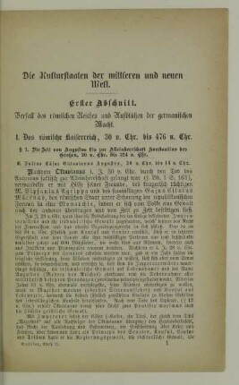 I. Das römische Kaiserreich, 30 v. Chr. bis 476 n. Chr.