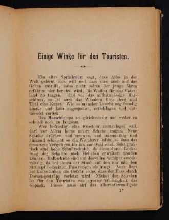 Einige Winke für den Touristen.