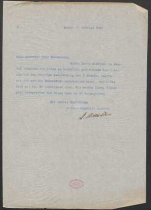 Brief an Moritz Moszkowski : 09.10.1911