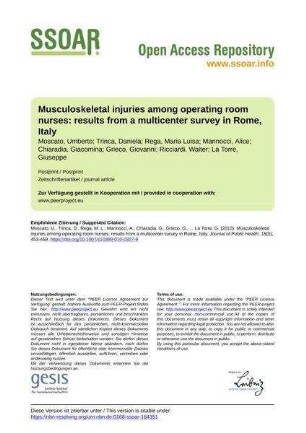 Musculoskeletal injuries among operating room nurses: results from a multicenter survey in Rome, Italy