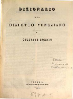 Dizionario del Dialetto Veneziano
