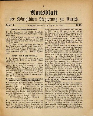 Amtsblatt für den Regierungsbezirk Aurich. 1893