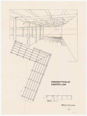 Perspektivübungen: Grundriss, Perspektivische Ansicht, Ansicht Pergola