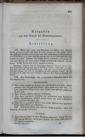Aufgaben aus dem Gebiete der Elementargeometrie.