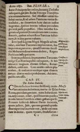 Cap. IV. De Rebus Italicis