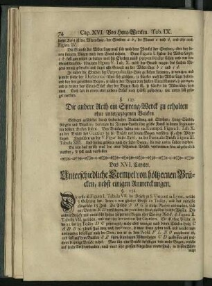16. Capitel: Unterschiedliche Exempel von höltzernen Brücken, nebst einigen Anmerckungen