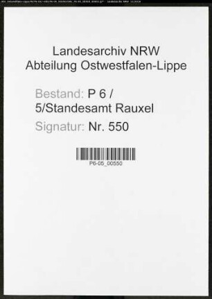 Sterberegister Standesamt Castrop-Rauxel Rauxel
