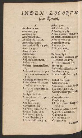 Index Locorum sive Rerum.
