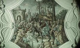Deckenbild im Langhaus: Einzug Christi in Jerusalem