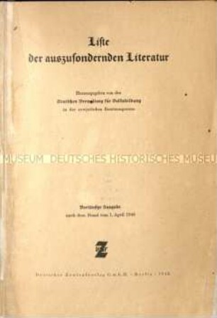 Liste der auszusondernden Literatur. 1946