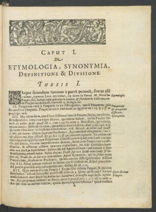 Caput I. De Etymologia, Synonymia, Definitione & Divisione.
