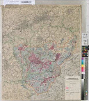 [Kommunale Neugliederung, hier: Städte Remscheid, Wermelskirchen, Lennep und Cronenberg (Bebauung, von der Bebauung ausgeschlossenes Gebiet, Talsperren-Niederschlagsgebiet, Flugplatz)].