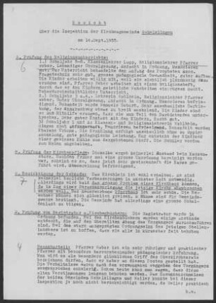 Schelkingen-Weiler (Blaubeuren): Inspektionsbericht Schelkingen 1955