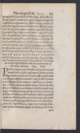 Quod Legi Oporteat Scripta de Episcoporum, presbyterorum, diaconorum, aliorumque ministrorum Ecclesiae officiis ... Cap. IIII.