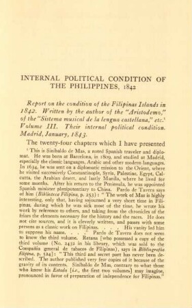 Internal political condition of the Philippines, 1842