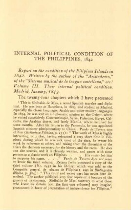 Internal political condition of the Philippines, 1842
