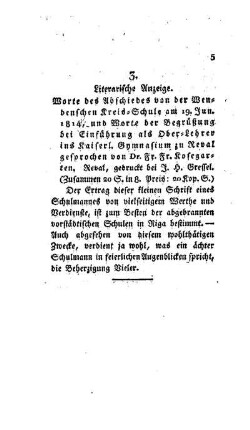 Literarische Anzeige : [3.]