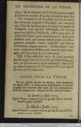 Ordre Pour La Vente