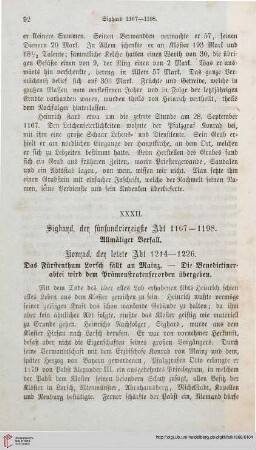 XXXII: Sighard, der fünfundvierzigste Abt 1167-1198. Konrad, der letzte Abt 1214-1226