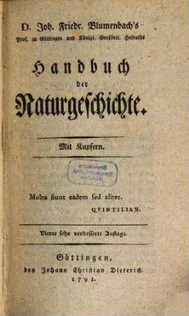 Handbuch der Naturgeschichte