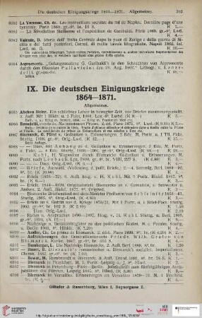 IX. Die deutschen Einigungskriege 1864-1871 (Nr. 6085-6412)