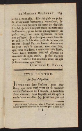 169-182, CXVI. - CXXVI. Lettre