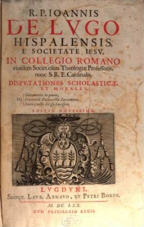 Disputationes scholasticae de sacramentis, eucharistia, missa