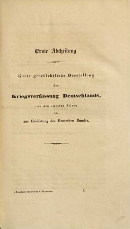 Versuch einer Entwickelung der Kriegs-Verfassung des Deutschen Bundes : als Manuscript für die Hohen Deutschen Regierungen