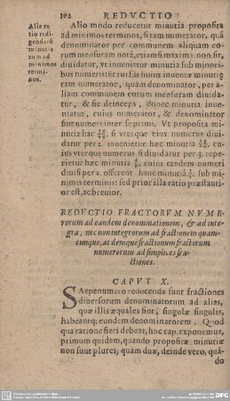 REDUCTIO FRACTORUM NUMErorum ad eandem denominationem, & ad integra, nec non...