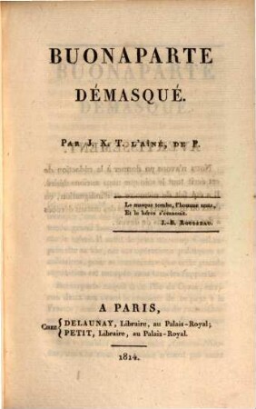 Buonaparte démasqué