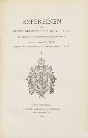 Refereinen en andere Gedichten uit de XVIe eeuw, 1