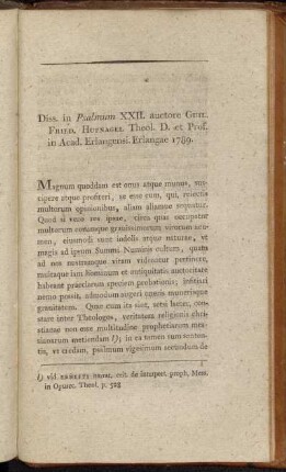 Diss. in Psalmum XXII. auctore Guil. Fried. Hufnagel. Theol. D. et Prof. in Acad. Erlangensi. Erlangae 1789.