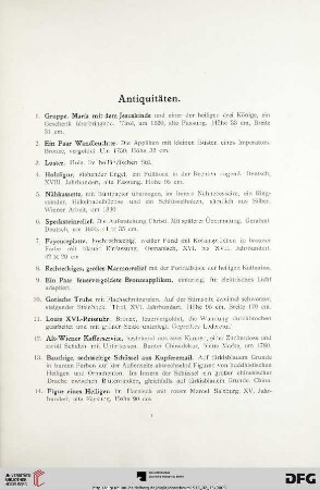 Antiquitäten (Nr. 1-283)