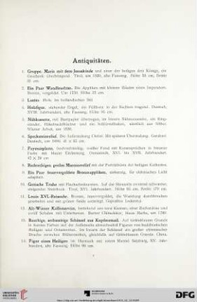 Antiquitäten (Nr. 1-283)