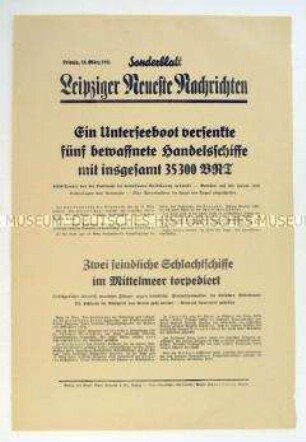 Sonderblatt der "Leipziger Neuesten Nachrichten" zum Seekrieg