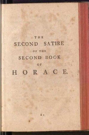 The Second Satire of the Second Book Of Horace