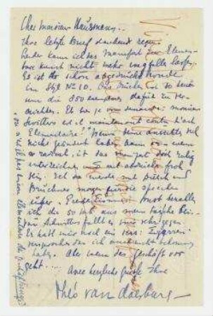 Postkarte von Theo van Doesburg an Raoul Hausmann. Oberweimar. Briefkopf: "NB DE STIJL [...]"