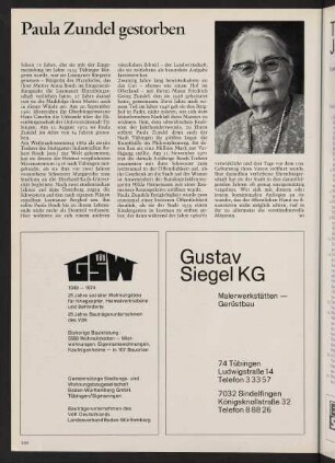 100, Paula Zundel gestorben