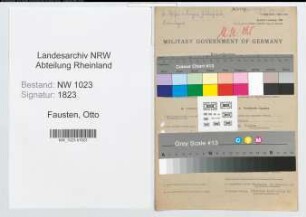 Entnazifizierung Otto Fausten , geb. 03.01.1901 (Vorarbeiter)