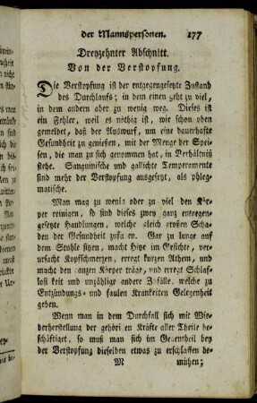 Dreyzehnter Abschnitt. Von der Verstopfung.