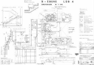 Stuttgart Hbf: B - Ebene, Werkplan, linker und rechter Eingangsflügel Empfangsgeb.