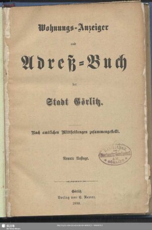 9.1880: Adreßbuch der Stadt Görlitz