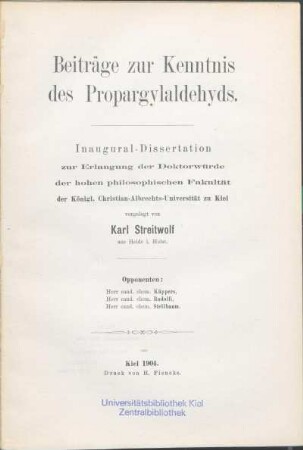 Beiträge zur Kenntnis der Propargylaldehyds
