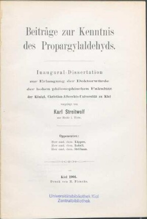 Beiträge zur Kenntnis der Propargylaldehyds