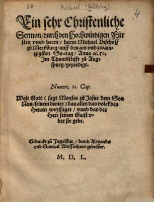 Ein sehr Christenliche Sermon