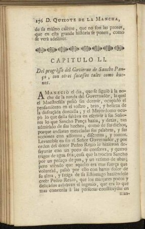 Capitulo LI. Del progrèsso del Govierno de Sancho Pança, con otros sucessos tales como buenos