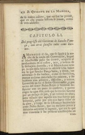 Capitulo LI. Del progrèsso del Govierno de Sancho Pança, con otros sucessos tales como buenos